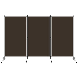 3-Panel Room Divider Brown Fabric