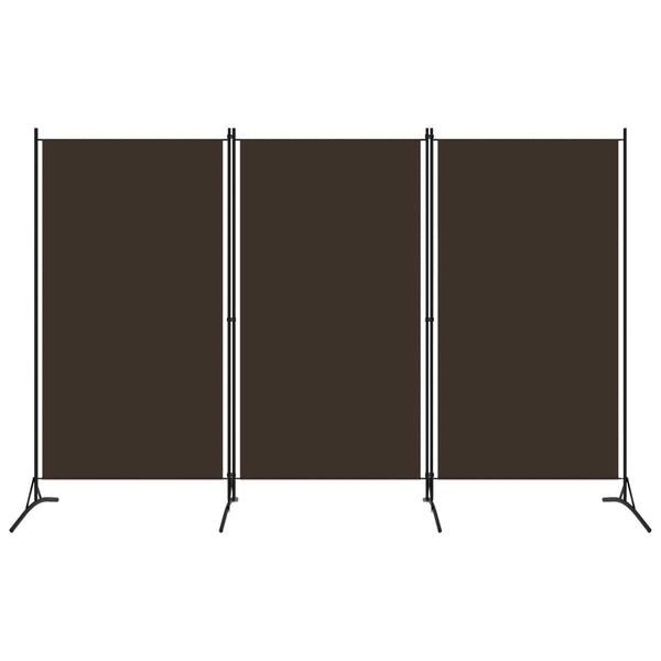  3-Panel Room Divider Brown Fabric