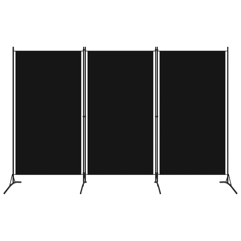 3-Panel Room Divider Black/Cream Fabric