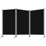 3-Panel Room Divider Black/Cream Fabric
