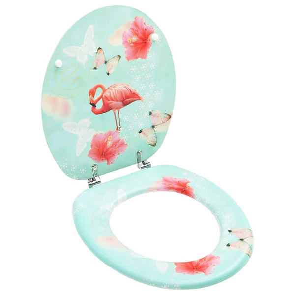  WC Toilet Seat with Lid MDF Flamingo Design