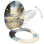 WC Toilet Seat with Lid MDF Beach Design