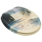WC Toilet Seat with Lid MDF Beach Design