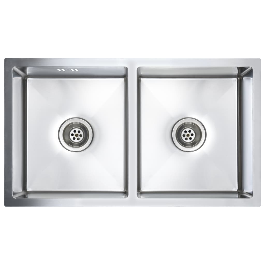 Handmade Kitchen Sink with Overflow Hole Stainless Steel - 76×44×20cm