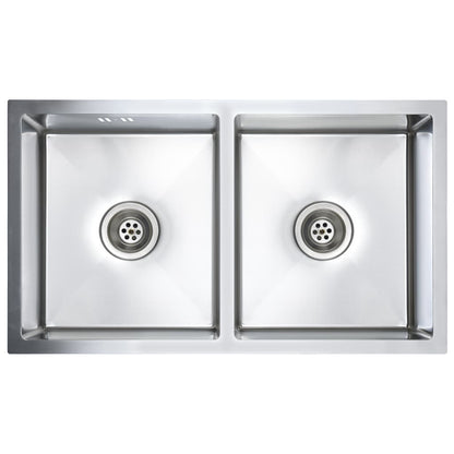 Handmade Kitchen Sink with Overflow Hole Stainless Steel - 76×44×20cm