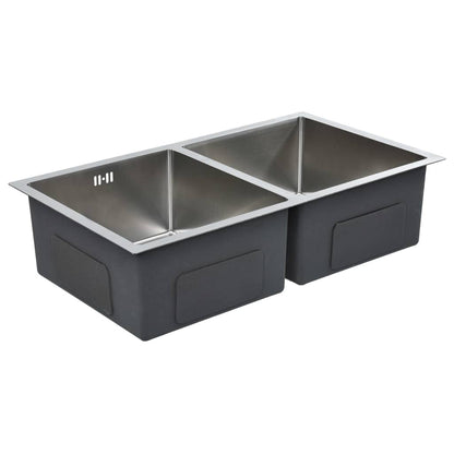 Handmade Kitchen Sink with Overflow Hole Stainless Steel - 76×44×20cm
