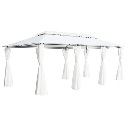 Gazebo with Curtains 600x298x270 cm White 180g/mÂ²