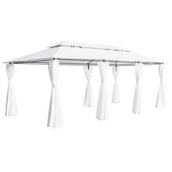 Gazebo with Curtains 600x298x270 cm White 180g/mÂ²