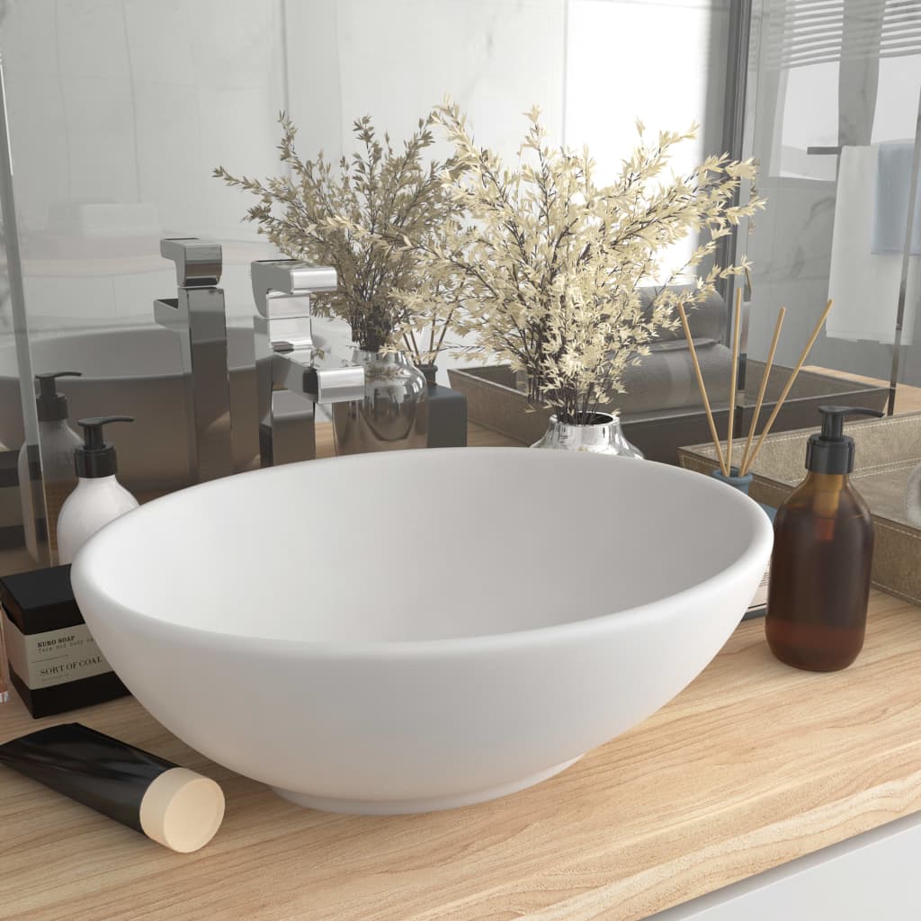 Oval Ceramic Basin Matt White Above Counter | HomeAndLiving