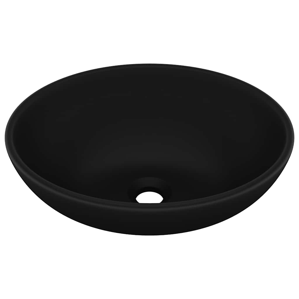 Matt Black Oval Ceramic Basin Above Counter 40x33cm | HomeAndLiving