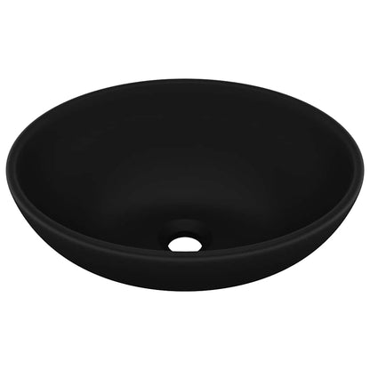 Matt Black Oval Ceramic Basin Above Counter 40x33cm | HomeAndLiving
