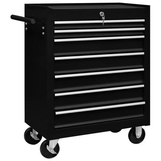 Tool Trolley with 7 Drawers Black