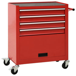 Tool Trolley with 4 Drawers Red