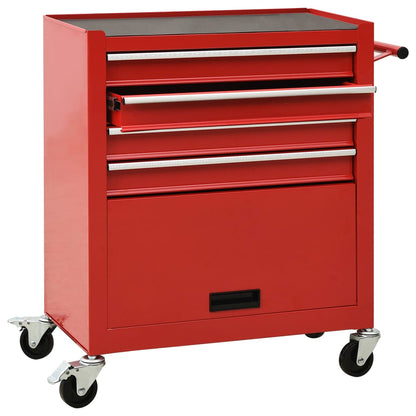 Tool Trolley with 4 Drawers Red