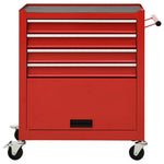 Tool Trolley with 4 Drawers Red