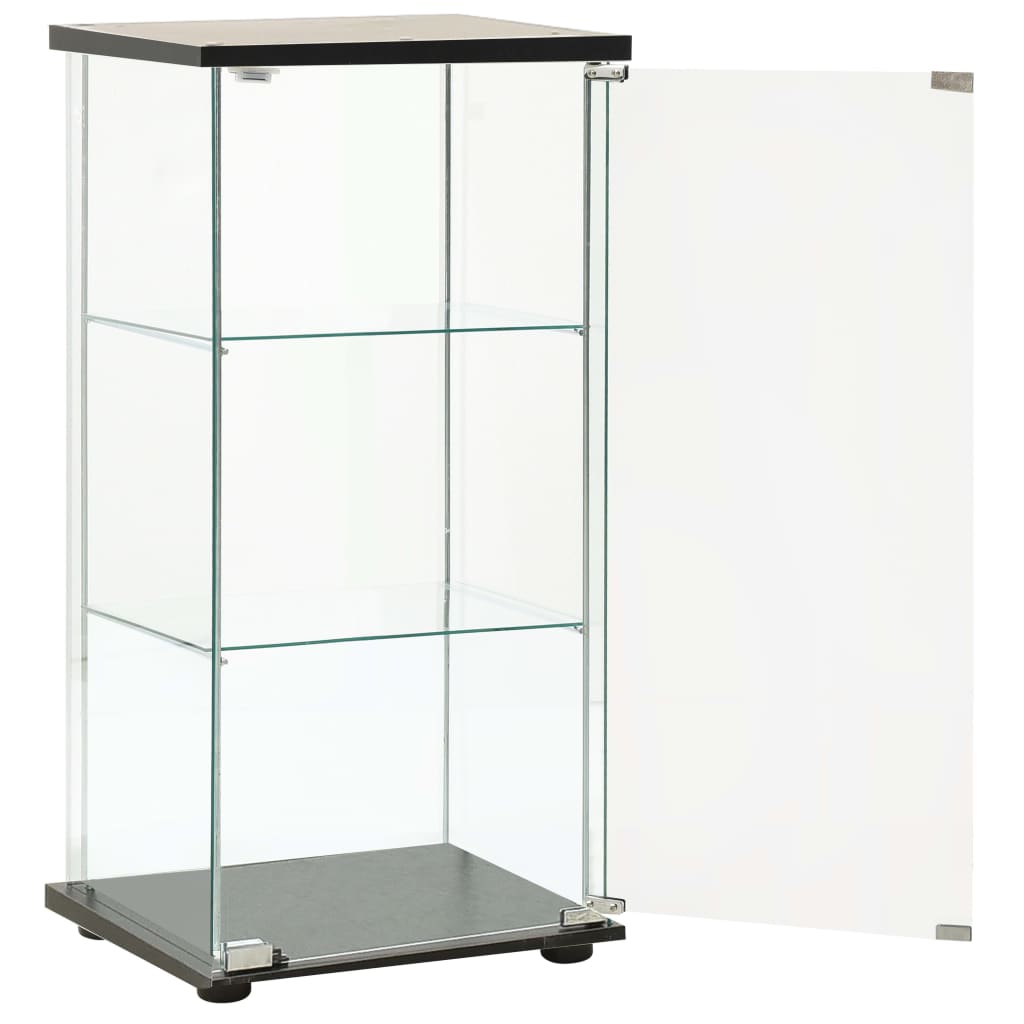 Tempered Glass Storage Cabinet 3 Shelf Black | HomeAndLiving