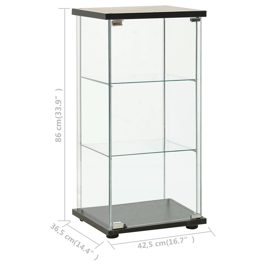 Tempered Glass Storage Cabinet 3 Shelf Black | HomeAndLiving
