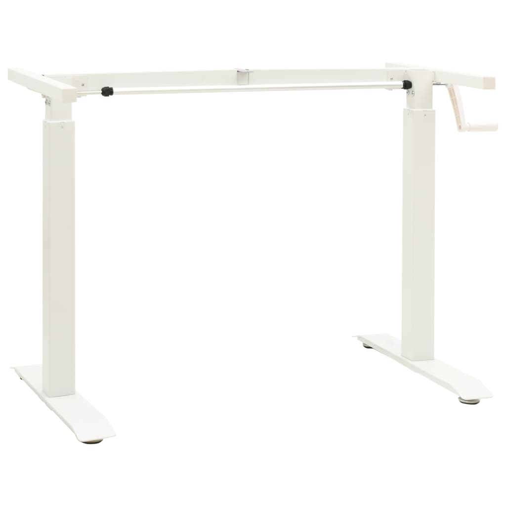 Manual Height Adjustable Standing Desk Frame Hand Crank White Steel Desk