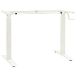 Manual Height Adjustable Standing Desk Frame Hand Crank White Steel Desk