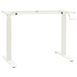 Manual Height Adjustable Standing Desk Frame Hand Crank White Steel Desk