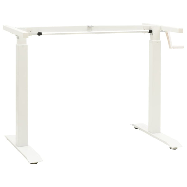  Manual Height Adjustable Standing Desk Frame Hand Crank White Steel Desk