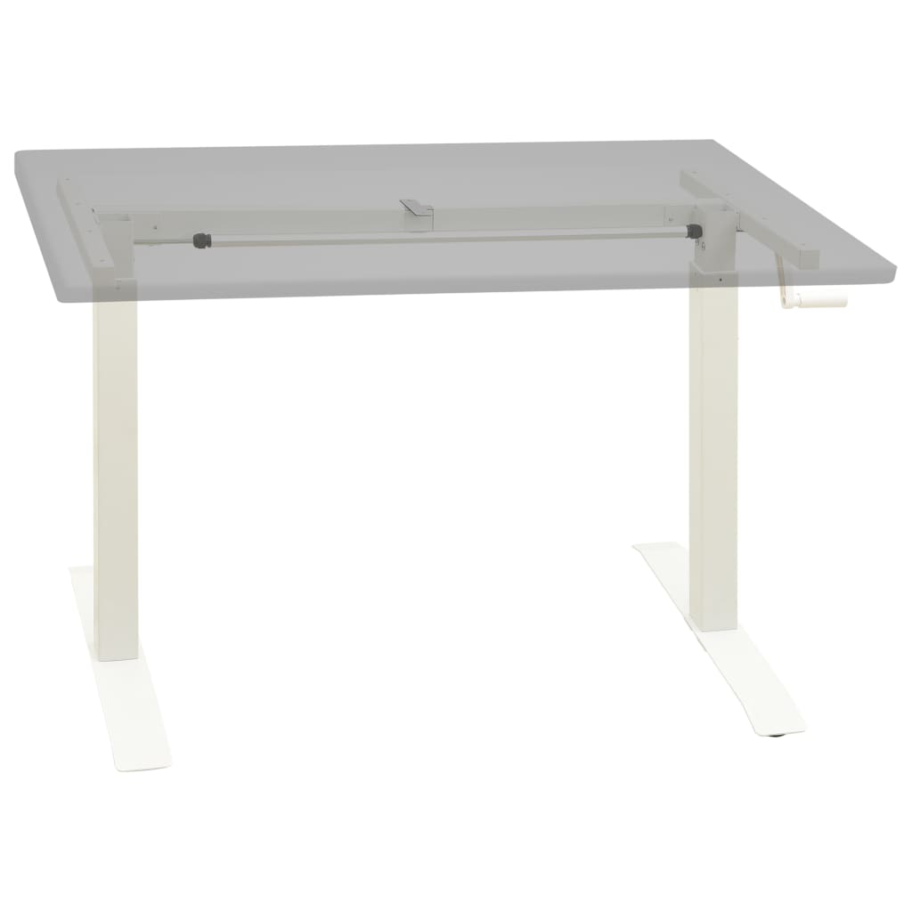 Manual Height Adjustable Standing Desk Frame Hand Crank White Steel Desk