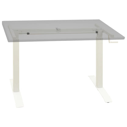 Manual Height Adjustable Standing Desk Frame Hand Crank White Steel Desk
