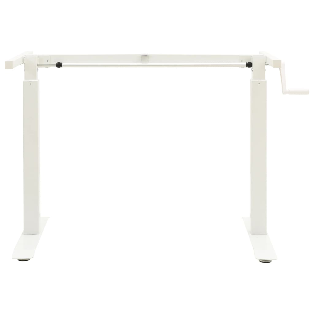 Manual Height Adjustable Standing Desk Frame Hand Crank White Steel Desk