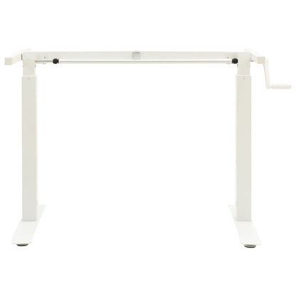 Manual Height Adjustable Standing Desk Frame Hand Crank White Steel Desk