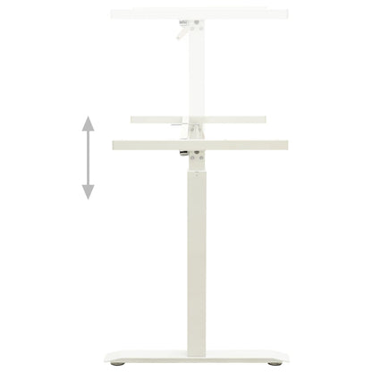 Manual Height Adjustable Standing Desk Frame Hand Crank White Steel Desk