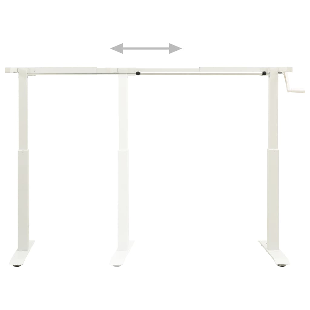 Manual Height Adjustable Standing Desk Frame Hand Crank White Steel Desk