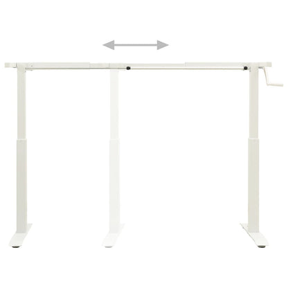 Manual Height Adjustable Standing Desk Frame Hand Crank White Steel Desk