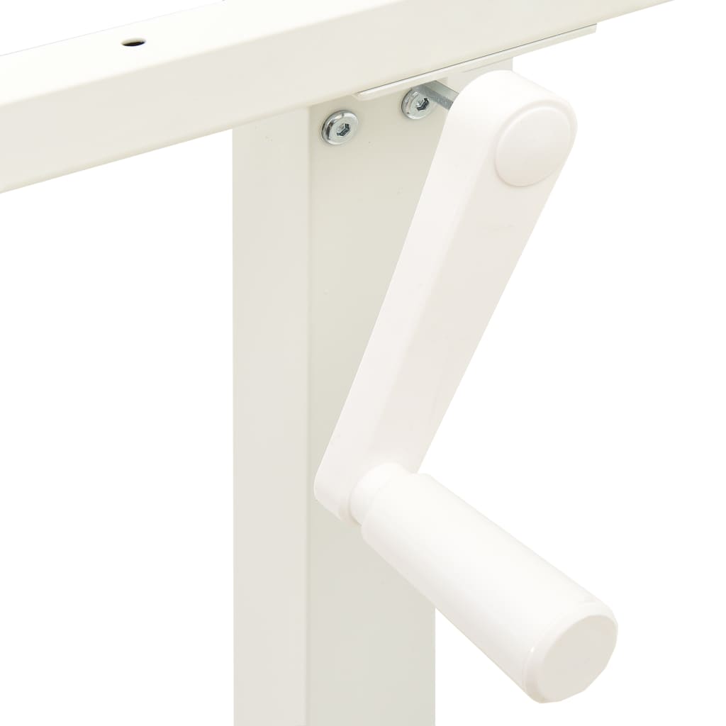 Manual Height Adjustable Standing Desk Frame Hand Crank White Steel Desk