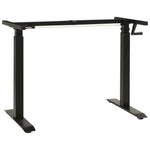 Manual Height Adjustable Standing Desk Frame Hand Crank Black Steel XL