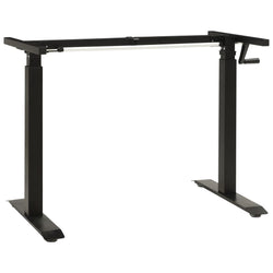 Manual Height Adjustable Standing Desk Frame Hand Crank Black Steel XL