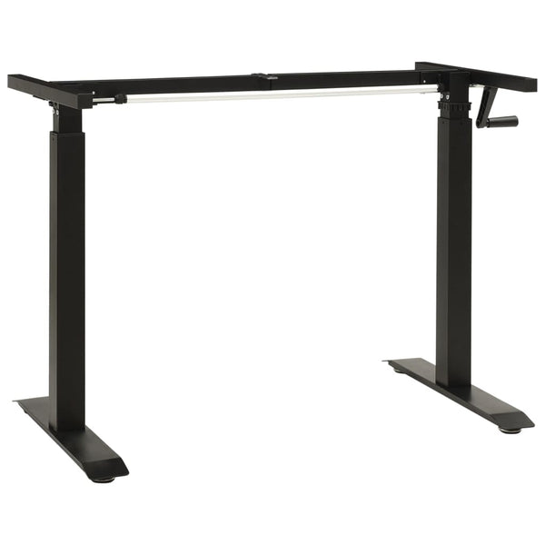  Manual Height Adjustable Standing Desk Frame Hand Crank Black Steel XL