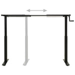 Manual Height Adjustable Standing Desk Frame Hand Crank Black Steel XL