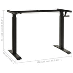 Manual Height Adjustable Standing Desk Frame Hand Crank Black Steel XL