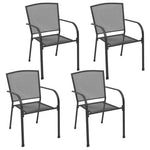 Outdoor Mesh Chairs Set of 4 Stackable Steel | HomeAndLiving