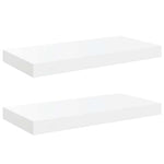 Floating Wall Shelves High Gloss White MDF 2pc | HomeAndLiving