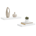 Floating Wall Shelves High Gloss White MDF 2pc | HomeAndLiving