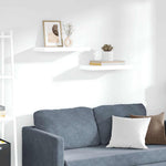 Floating Wall Shelves High Gloss White MDF 2pc | HomeAndLiving