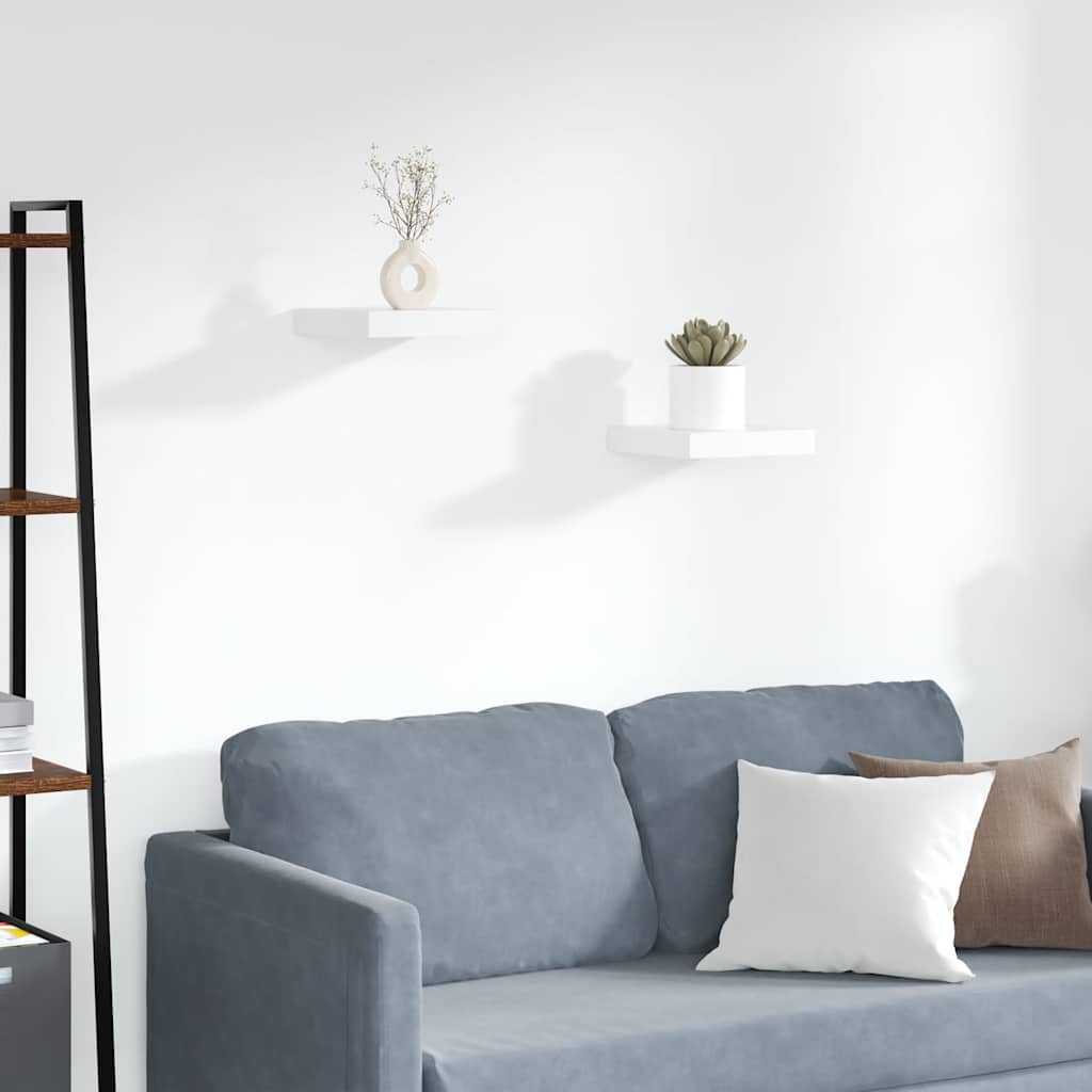 Floating Wall Shelves 2pk White MDF | HomeAndLiving