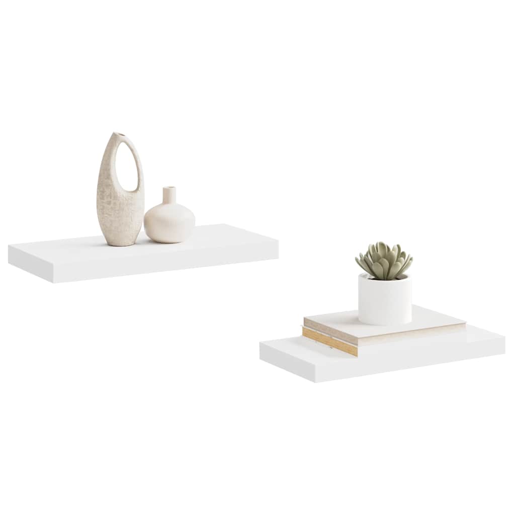 Floating Wall Shelves White MDF Set of 2 | HomeAndLiving