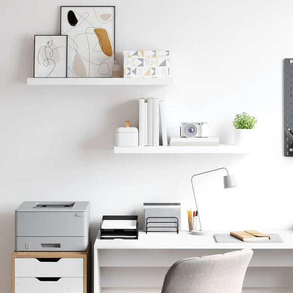  Floating Wall Shelves 2pk White 80cm MDF | HomeAndLiving