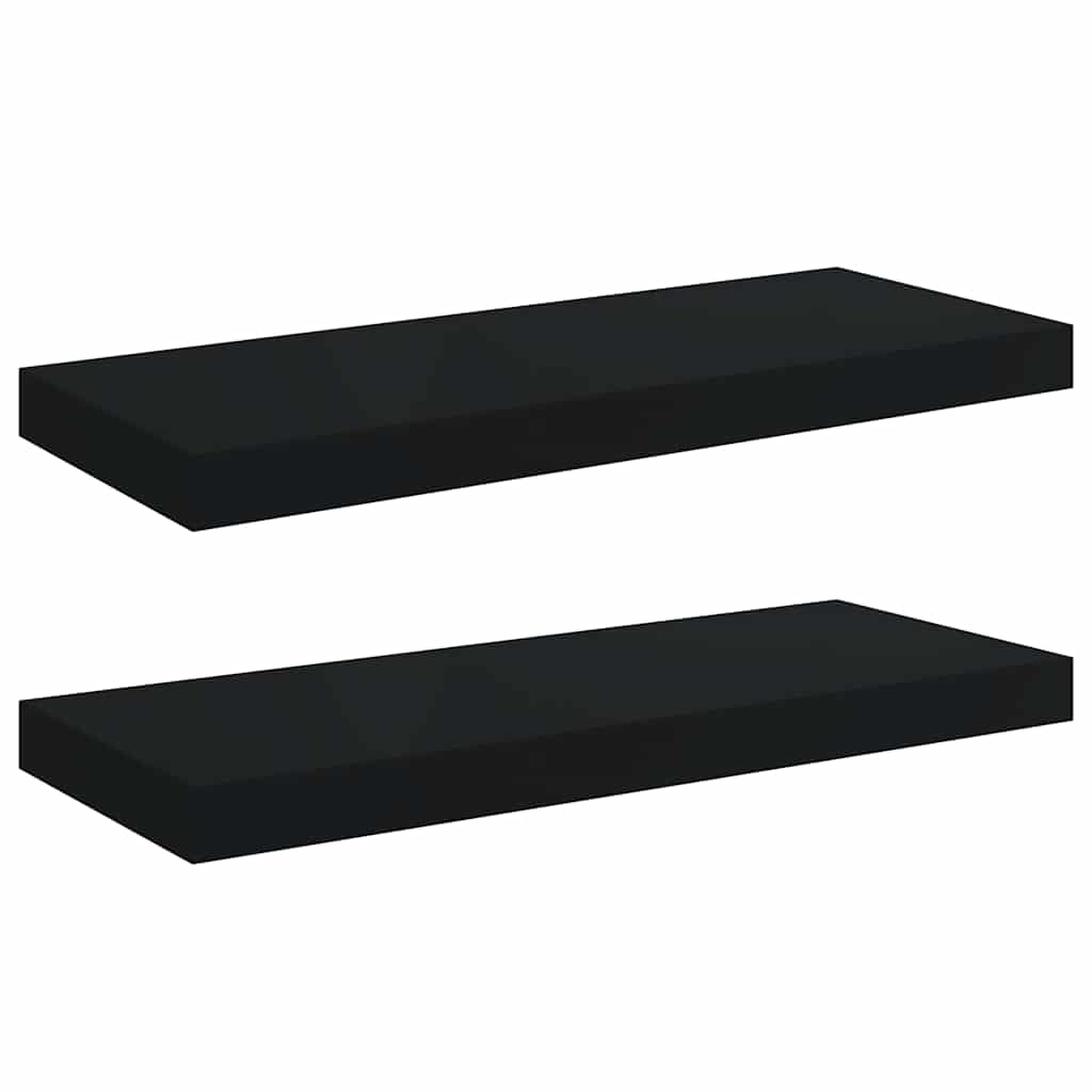 Floating Wall Shelves Set 2 Black MDF | HomeAndLiving