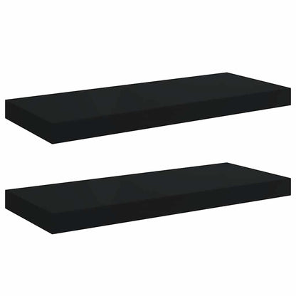 Floating Wall Shelves Set 2 Black MDF | HomeAndLiving