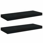 Floating Wall Shelves Set 2 Black MDF | HomeAndLiving