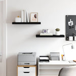 Floating Wall Shelves Set 2 Black MDF | HomeAndLiving