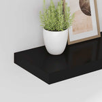 Floating Wall Shelves Set 2 Black MDF | HomeAndLiving
